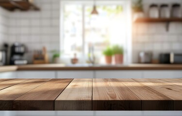 Wooden table in bright kitchen. (3)