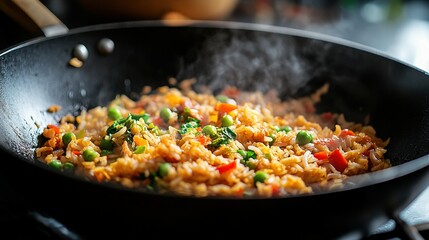 Fried rice in a pan