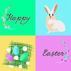Happy Easter. Easter eggs.  Easter. Postcard for Easter. Greeting card. Spring. Spring holiday. Easter bunny.
