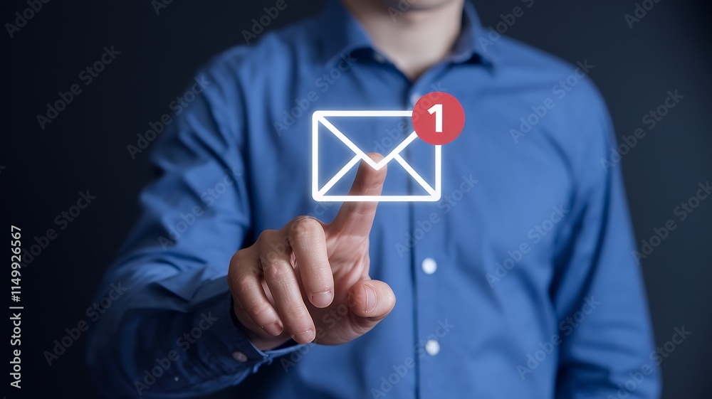 Poster New Email Notification Interaction Concept: Digital Interface Design for Online Communication