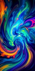 Obraz premium A dynamic 8K vertical wallpaper featuring swirling patterns and vibrant colors, creating a mesmerizing abstract composition.