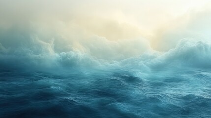 Obraz premium Dramatic seascape with moody clouds and deep blue ocean waves.