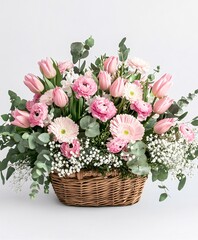 bouquet of flowers in a basket