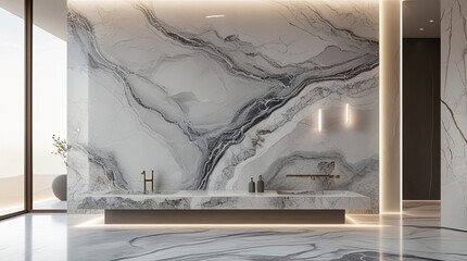ceramic stone slab with defined measurements, showcasing a glossy polished surface, marble-like texture, high-definition details, elegant design for luxury interiors.generative ai