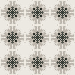 Geometric Christmas snowflake texture on rhombus background. Elegant seamless vector pattern for wrapping paper, textile and paper prints, greeting cards and gift boxes.