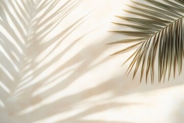 Obraz premium Palm leaf shadow on beige background. (1)