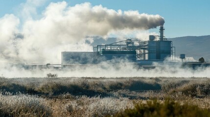 Fototapeta premium A factory releasing smoke into the air, showing the negative effects of pollution