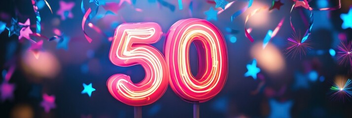 Neon Fifty Celebrates With Festive Stars And Confetti