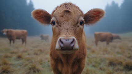 , interested in environment young cow