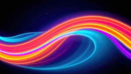 Neon Light Waves. Vibrant Digital Energy. Ideal For A Desktop Wallpaper Or Background.