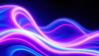 Obraz premium Neon Light Waves. Vibrant Digital Energy. Ideal For A Desktop Wallpaper Or Background.