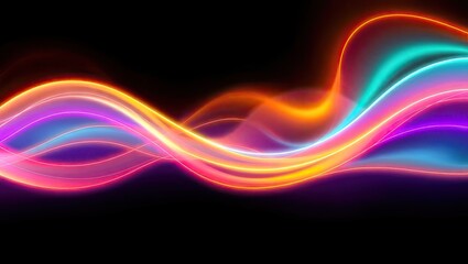 Obraz premium Neon Light Waves. Vibrant Digital Energy. Ideal For A Desktop Wallpaper Or Background.