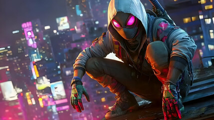 Night City Superhero Illustration