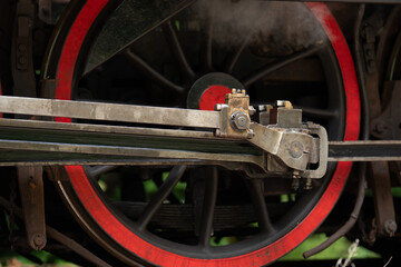 Details of a vintage steam locomotive.