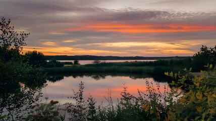 Fototapeta premium Sunset over the river
