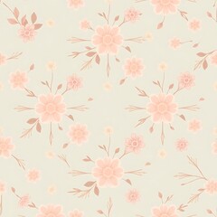 Delicate Blush Floral Pattern: A seamless pattern of delicate blush pink flowers and leaves, perfect for adding a touch of romantic charm to your design projects.  