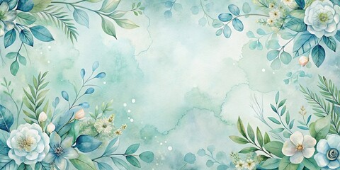 Serene Aqua Watercolor Floral Frame for Elegant Designs