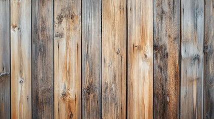 Fototapeta premium Detailed close-up of a wooden fence, highlighting the grain, knots, and natural texture of the wood in high resolution wallpaper, banner design, brochure, web, promotion,