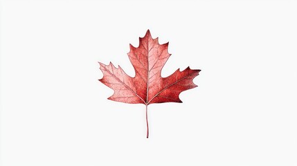 Single red maple leaf isolated on white. (1)