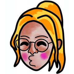 Emoji animation, Kissing with Closed Eyes girl face character illustration white background