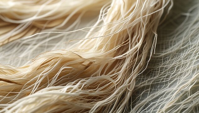 Delicate creamy beige fibrous strands intertwine