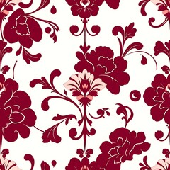 Elegant Floral Damask Pattern:  A timeless and sophisticated design featuring intricate floral motifs in a rich burgundy hue.