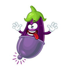 cartoon eggplant with a condom
