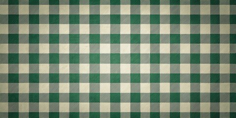 Classic Green and Beige Gingham Checkered Fabric Texture Pattern