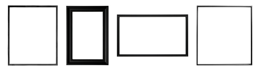 Obraz premium Black picture frame png cut out element set, transparent background
