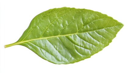 Obraz premium Single vibrant green leaf isolated on white.