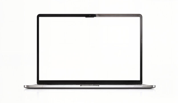 Realistic MacBook Mockup with Blank White Screen &ndash; Front View Laptop on Clean Background