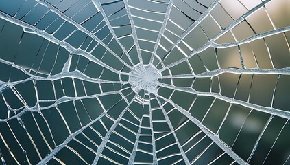 Obraz premium Shattered Glass Creates Abstract Weblike Pattern