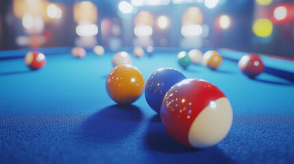 &ldquo;Cue the Action: Sport Billiard Balls on Blue Felt&rdquo;