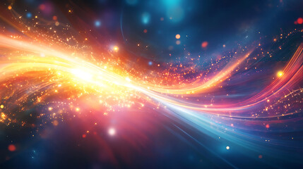 Fototapeta premium Cosmic Convergence: A mesmerizing abstract background of vibrant light trails in swirling, dynamic patterns, creating a sense of motion, energy, and cosmic wonder. 