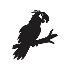 Elegant Silhouette of a Parrot Perched on a Branch