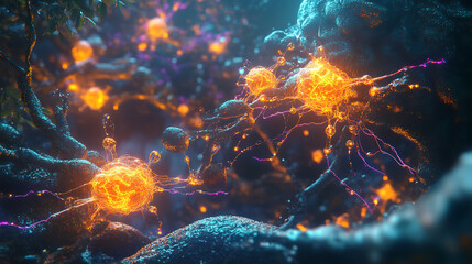 Neural Network: An abstract and artistic representation of a neural network, showcasing the intricate connections and pathways of information flow.  