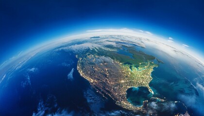 Fototapeta premium Generated image A breathtaking satellite view of Earth showcasing the diverse continents and vast blue ocean