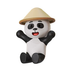 Cute Panda Mascot wearing Hat