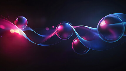 Abstract Flow: A mesmerizing digital art piece featuring swirling, luminous ribbons of pink and blue, punctuated by glowing orbs.