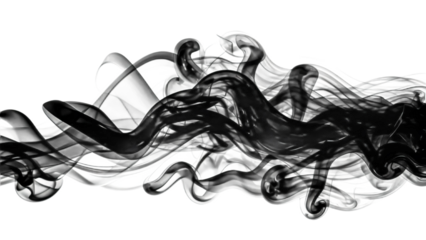 Black smoke border isolated on transparent background