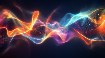 Obraz premium Abstract Energy Flow: A mesmerizing blend of vibrant orange, blue, and pink light forms swirling, dynamic waves, evoking a sense of energy, movement, and abstract beauty. 