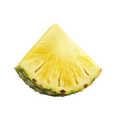 3D render of a pineapple slice on transparent background, full depth of field