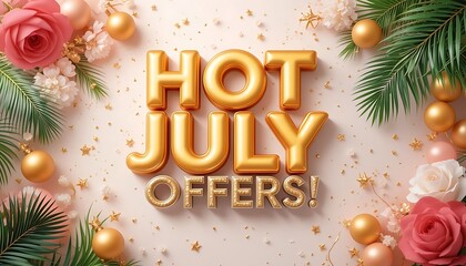Hot July Offers! - 3D Text with amazing Background