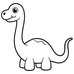 Cute Cartoon vevtor Dinosaur Coloring Page Outline.