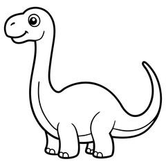 Cute Cartoon vevtor Dinosaur Coloring Page Outline.