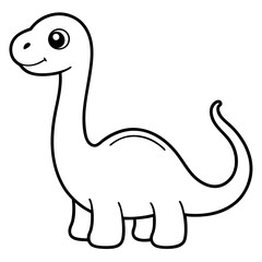 Cute Cartoon vevtor Dinosaur Coloring Page Outline.