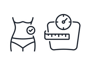 Weight loss, dieting, linear icon stock illustration