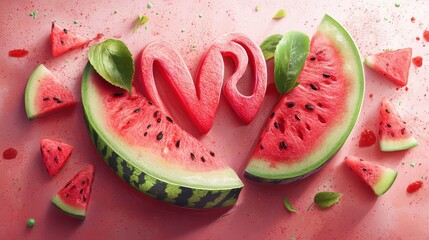 love slogan with watermelon illustration