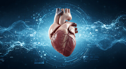Fototapeta premium Human Heart Anatomy Medical Technology Healthcare Innovation 3D Render
