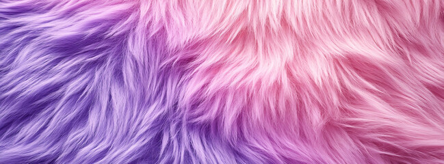 Obraz premium Banner a soft and colorful texture of fluffy fur with a gradient transitioning from purple to pink. Perfect for backgrounds, design projects, and conveying a sense of softness and warmth.